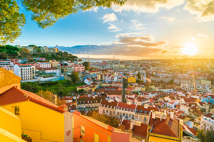 City View at Sunset, Lisbon, Portugal