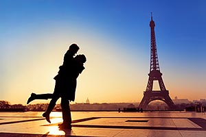 Couple at Eiffel Tower, Paris, France