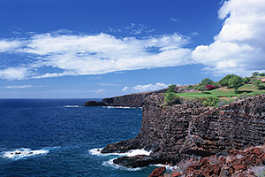 Manele Golf Course overlooking cliff, Lanai