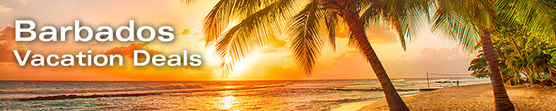 Sunset on Barbados Beach with palms